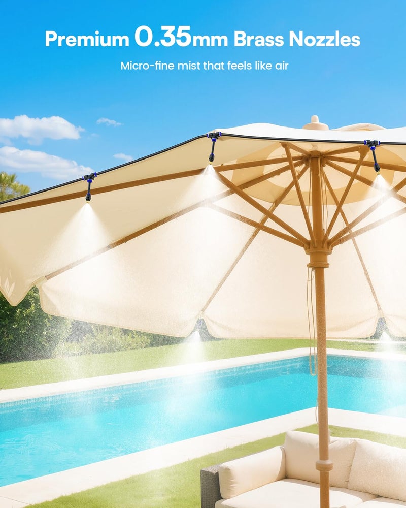 RAINPOINT Misters for Outside Patio - Upgraded 26FT(8M) Misting System Kit with Water Filter for Cooling Outdoor, 26FT Misting Line + 7 Mist Nozzles for Backyard Garden Porch Deck Greenhouse - Image 4